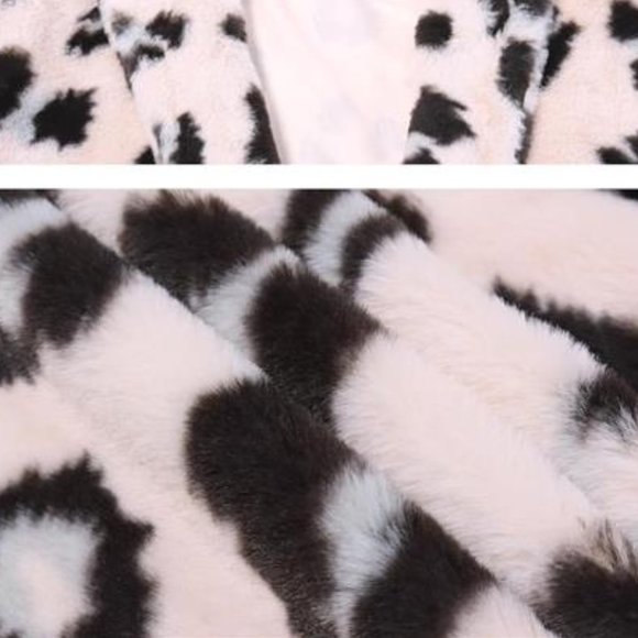 Faux Fur Jacket For Women/ Winter Leopard Coats/ Loose Fur Coat with Pockets - Picture 3 of 5
